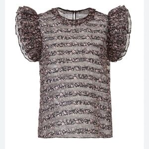 Jill Jill Stuart Sheer Floral Striped Top